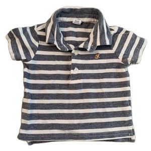 Janie and Jack baby boy striped polo bulldog embroidery. Size 6-12